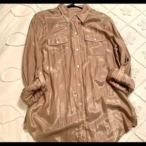 Chico’s  Gold Shimmer Button Down Blouse